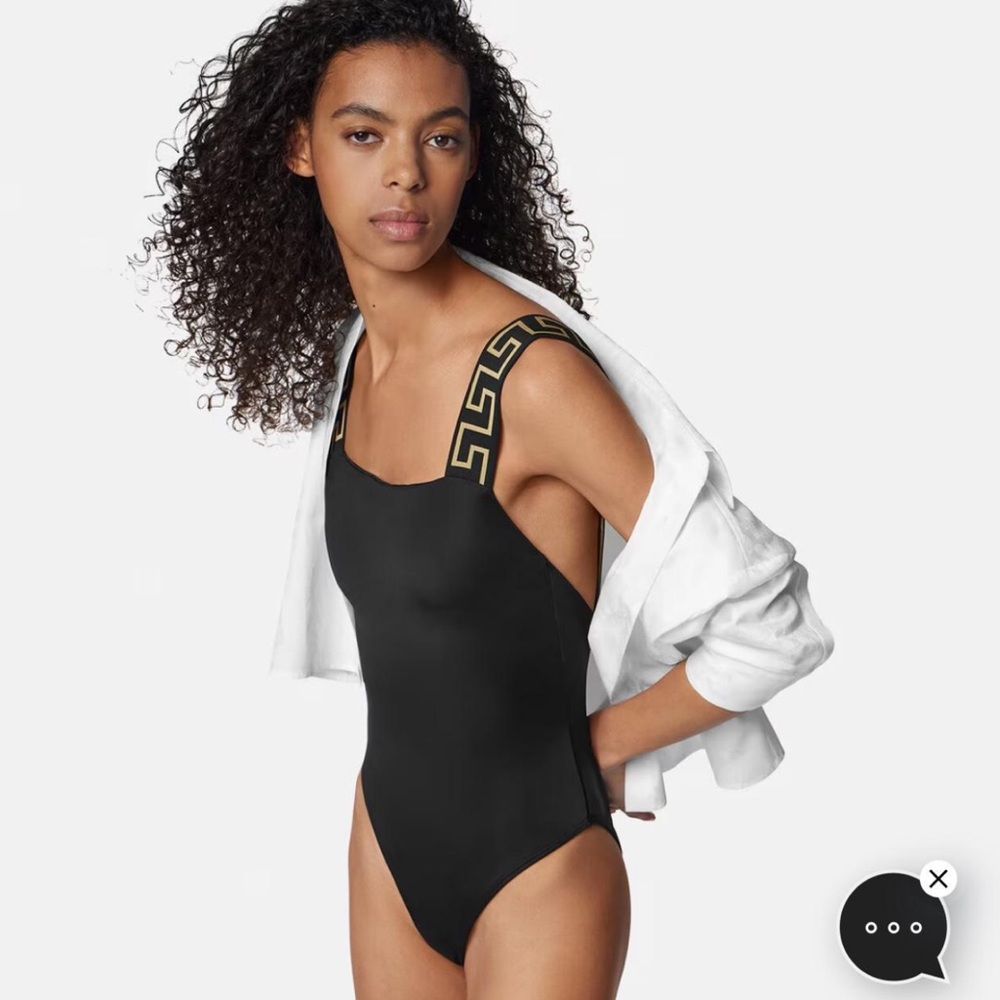 Yellow Versace Greca One-Piece Swimsuit